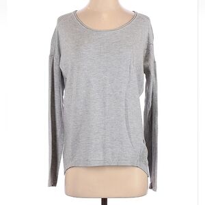 Banana Republic Top Womens Size S Gray Mesh Back Long Sleeve Asymmetrical Hem